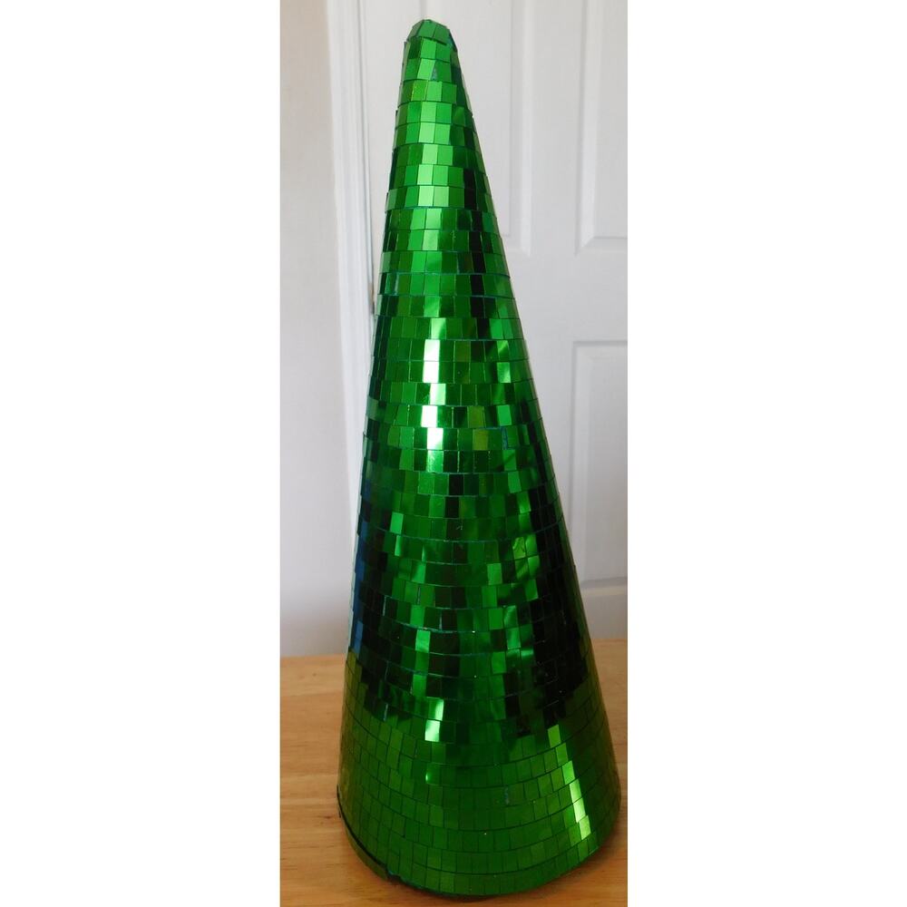 Christmas Tree Green Glass Reflective Table Decor Ashland New
